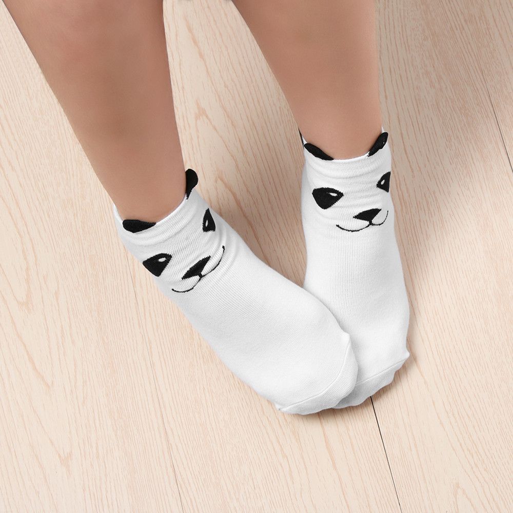 

Cute Calcetines Unisex Ankle-High Spring Autumn Socks 3D Printed Cartoon Panda Socks белый