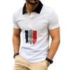 Sommer Herren Bedruckte Poloshirts Kurzarm Atmungsaktives T-Shirt Kontrastfarbe Lässig Reverskragen Streetwear Basis Oberteil