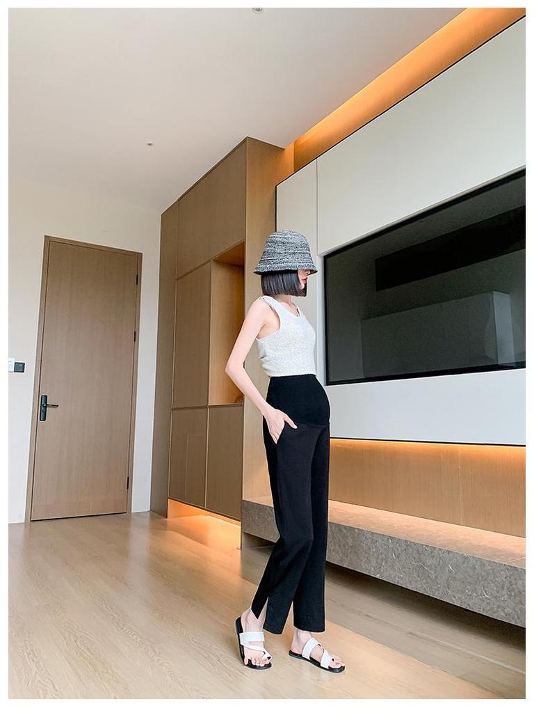 High Elastic Belly Support Maternity Slimming Straight-Leg Pants for Spring, Summer, and Autumn