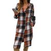 Women's Plaid Casual, Fashionable, Comfortable, Loose, Contrasting Color Breasted Hooded Jacket