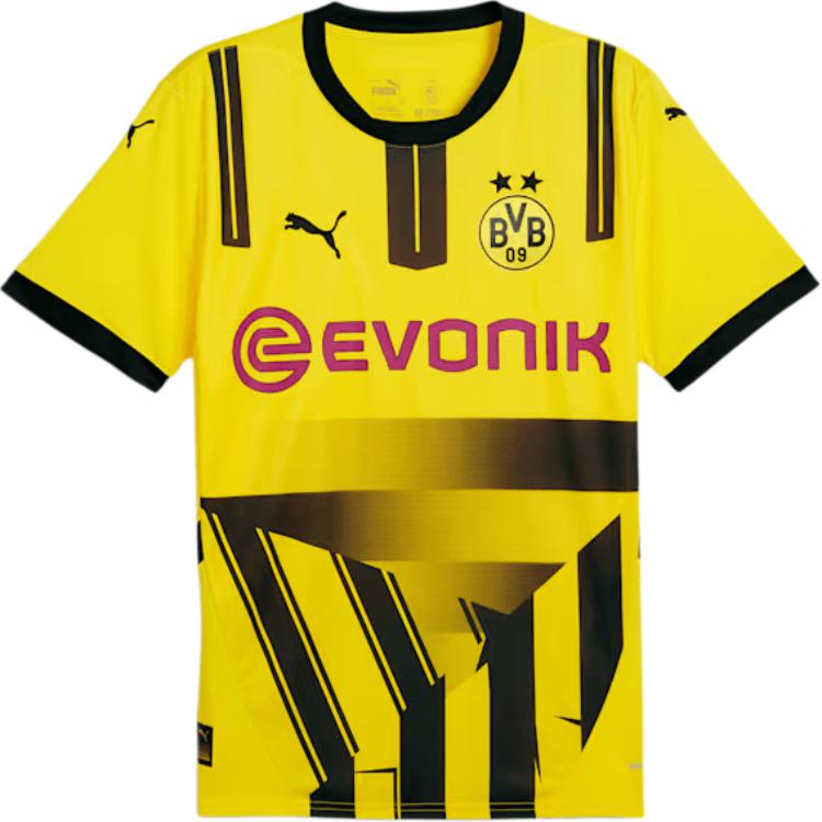 Puma Borussia Dortmund Retro Sports Fashion Logo Letter Crew Neck Short Sleeve Football Shirt Men Tops Black Yellow 77568001