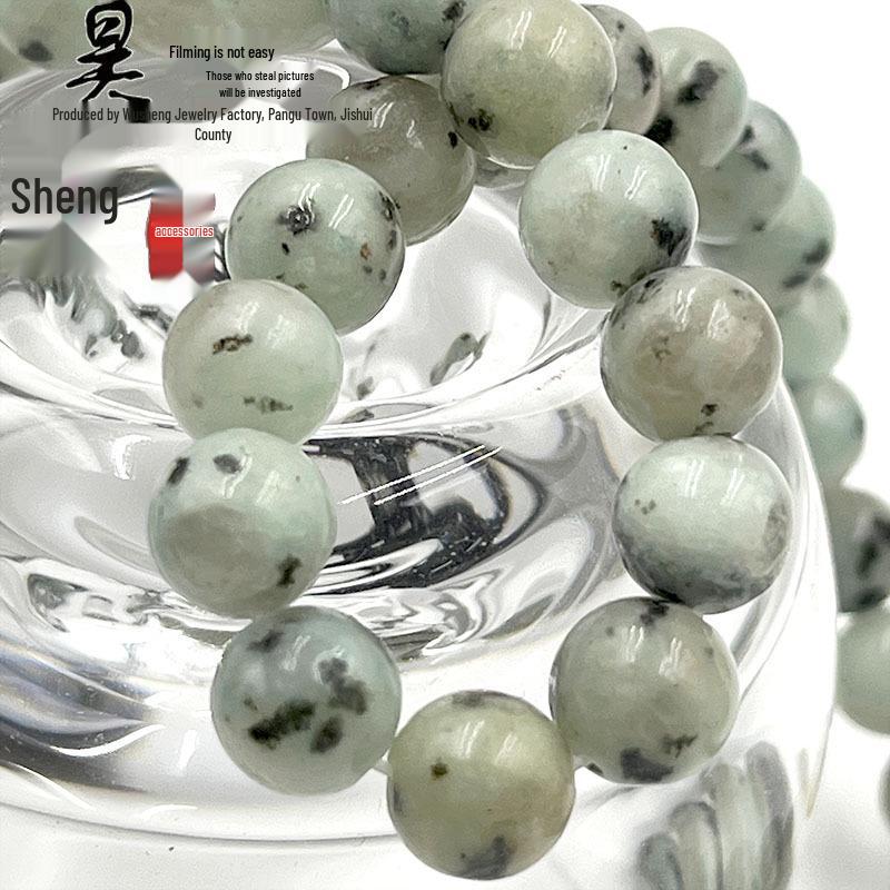 6-10mm Tianshan Blue Natural Stone Beads with Black Spots for DIY Bracelet Making.