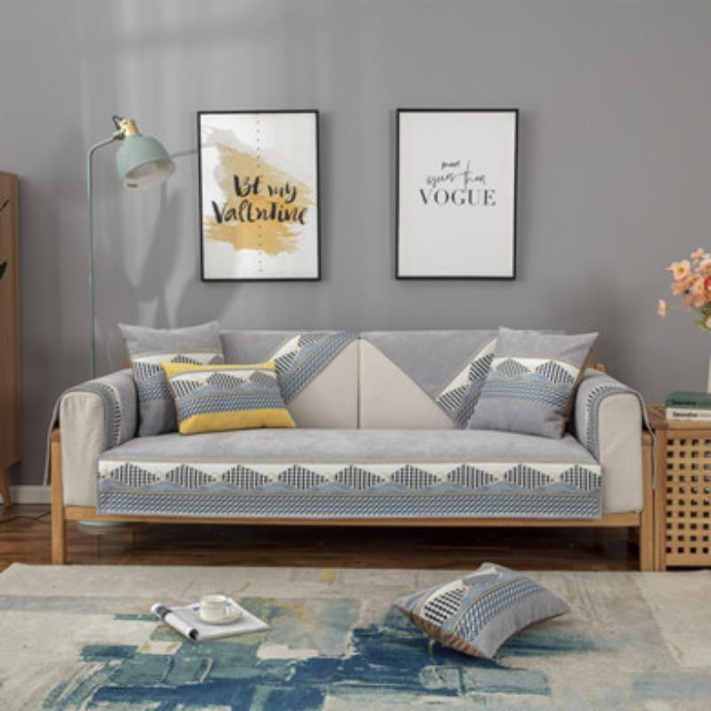 Nordic Einfache Sofa Kissen Vier Jahreszeiten Universal Non-Slip Leder Sofa Abdeckung Chenille High-End Kissen Rückenlehne Handtuch Abdeckung tuch