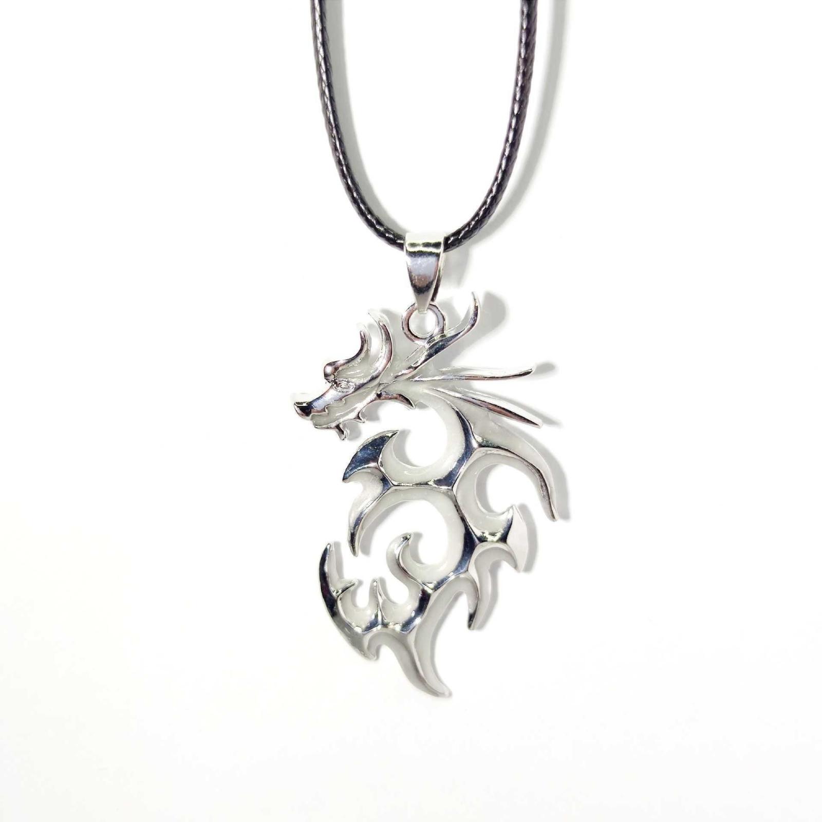 Кулон в виде Дракона Пламени, светящийся в темноте, Длинный кулон-аксессуар, Светящийся дракон, Короткий кулон One Size