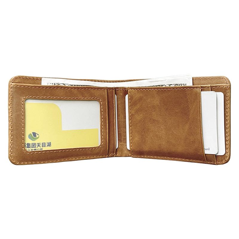 Geestock Leather Men's Wallet Retro Casual Short Oil Wax Leather Wallet Clip Card Bag Lightweight Card Holder Coin Purse Daily
