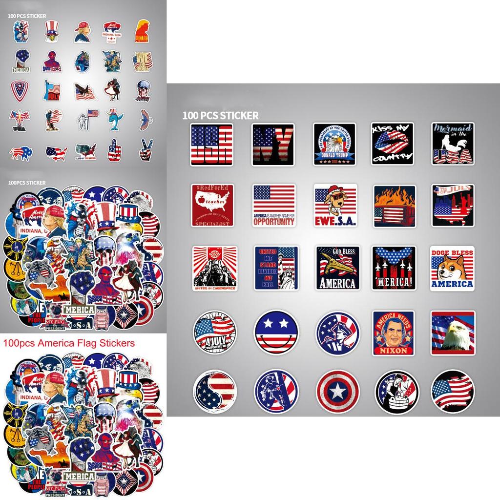 100 Stück Amerika USA Flagge Trump Aufkleber Laptop Fahrrad Autos Wasserdicht Skateboard