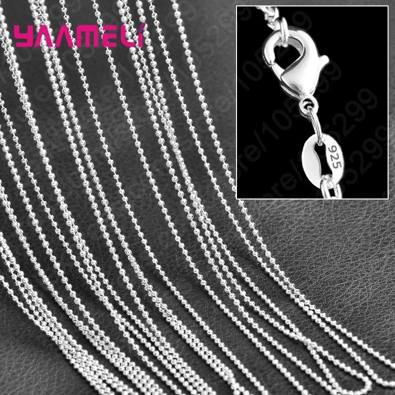 

10PCS Pure 925 Silver Charm Link Chain Necklace Jewelry with Strong Smooth Lobster Clasps 16-30 Inches 16Inch 40CM