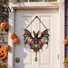 Halloween Window Decor 2D Acrylic Decoration with Chain, Bell, Stained Glass Ghost Bat Festive Wall Hanging Pumpkin Suncatcher Decor, Ornament