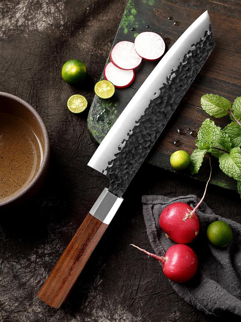 8 Inch Kiritsuke Knife 7Cr17MoV Stainless Steel Blade Wood Handle Chef Slicing Vegetables Cleaver Meat Handmade Kitchen Knives