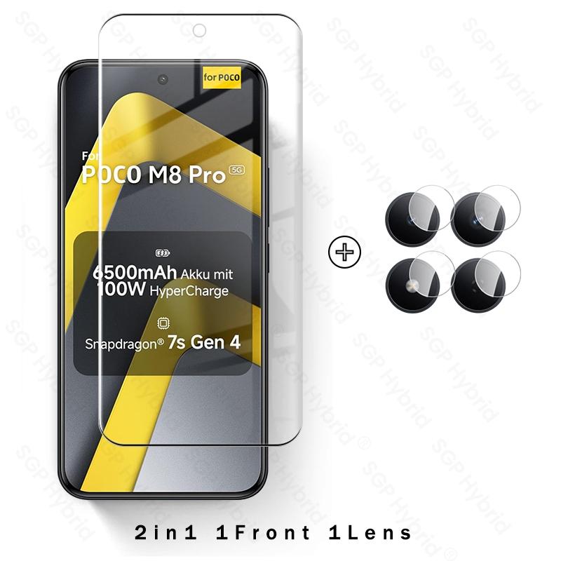 4To1 9D Tempered Glass Curved Screen Protector Case For Xiaomi Poco M8 Pro 5G Camera Protective Glass On Poko Little M8Pro M 8
