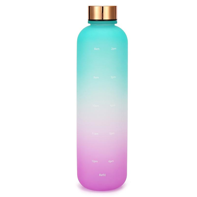 

High Value Simple Solid Color Gradual Change Color Water Cup Large Capacity Student Outdoor Sports Water Bottle Anti-drop Wear 1.0L