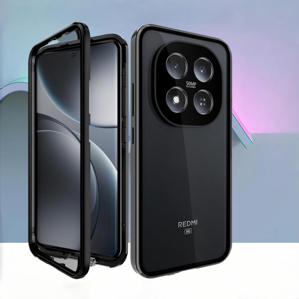 Case for Xiaomi Redmi Note 15 5G / Poco M8 5G, Magnetic Dual Glass, Black