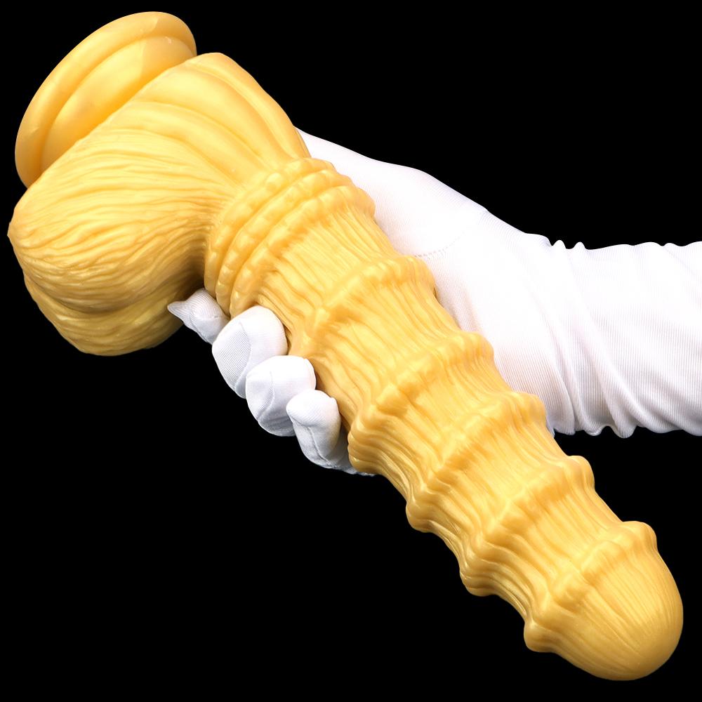 Golden Horse Dildo Silicone Soft Anal Plug Masturbator Strap on Penis Sex Toys Big Dick Realistic Cock Fisting Slave BDSM