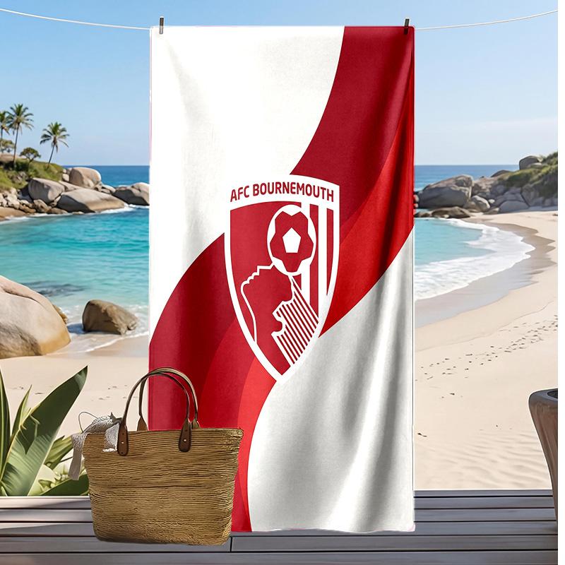 Bournemouth Football Print Beach Towel, Large Soft Quick Dry Towel for Beach Camping Swimming
