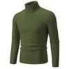 Men's High-Neck Pullover Sweater Autumn Casual Elastic Solid Color Vertical Stripe Knitted Comfortable Basic Sweaters