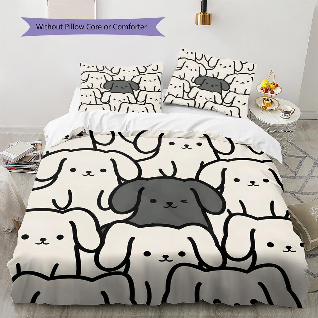 Dachshund Pattern Bedding Quilt Set Quilt Cover Pillowcase Home Decoration Birthday Gift (1 * duvet cover + 2 * pillowcase, without core)