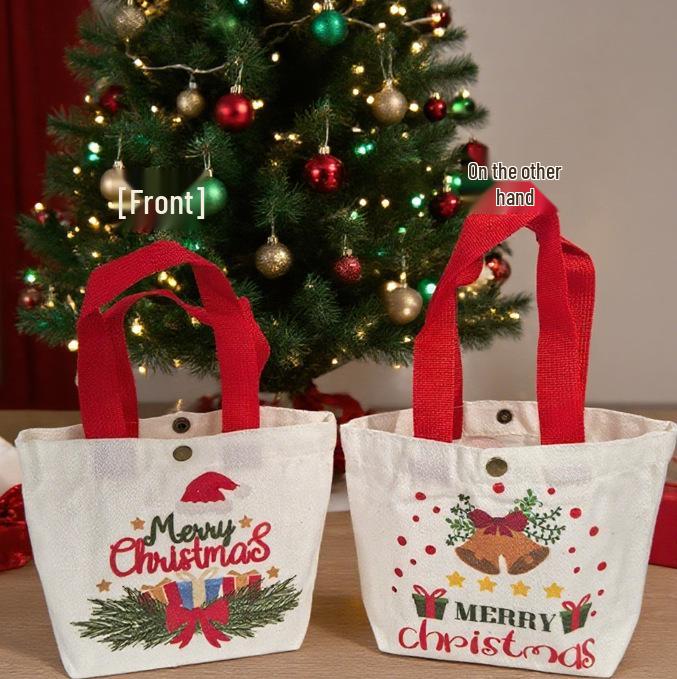 Christmas Candy Canvas Gift Bag for Kids - Kindergarten Party Apple Tote