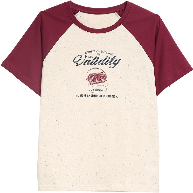 

Betu Women s Retro Print Color-Block Raglan T-Shirt S