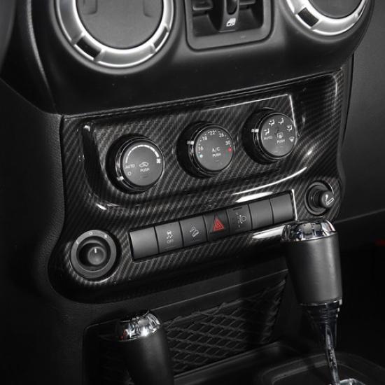 Air Conditioner Switch Panel Cover Trim For Jeep Wrangler JK 11-17 Carbon Fiber