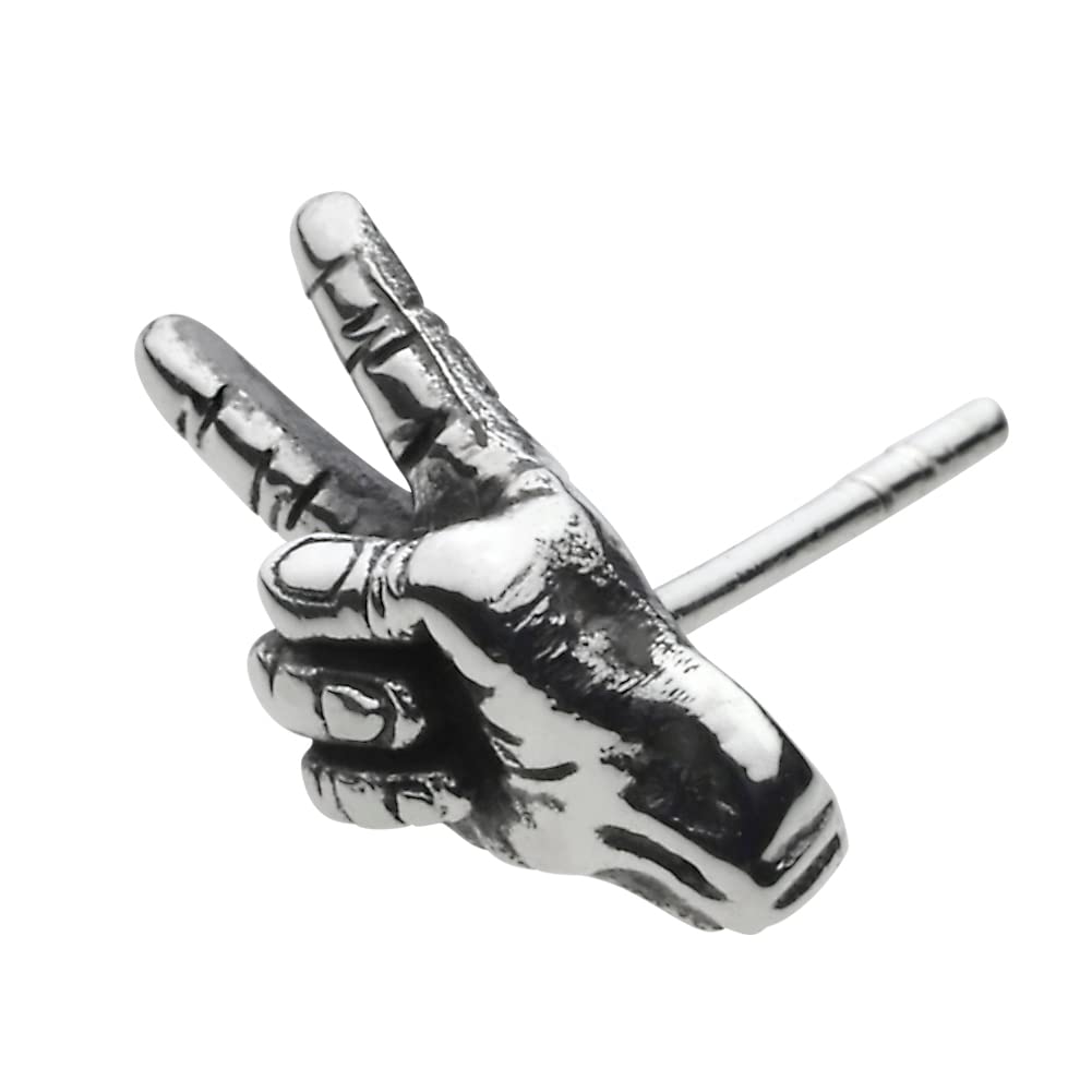 

Peace Sign Hand Earrings 925 Silver e0596 [Cenote] [Silver Accessories]