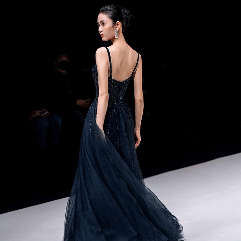 Starry sky series evening dress haute couture light luxury temperament niche new annual meeting host dress female long