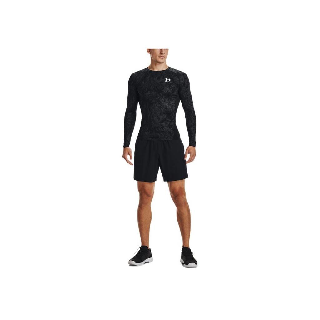 Under Armour Heat Gear Series Logotrykk Rund hals Langermet Treningsskjorte Herre topper Svart 1370325-001