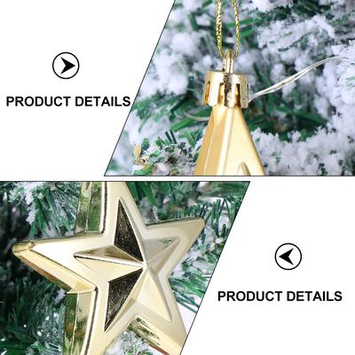 18Pcs Christmas Ornament Hanging Star Decor Five Pointed Tree Light for Holiday Home Office Party Xmas Tree Hanging Decoration