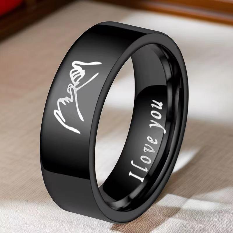 High-End Stainless Steel Titanium Couple Rings - No Fade, Plain Design