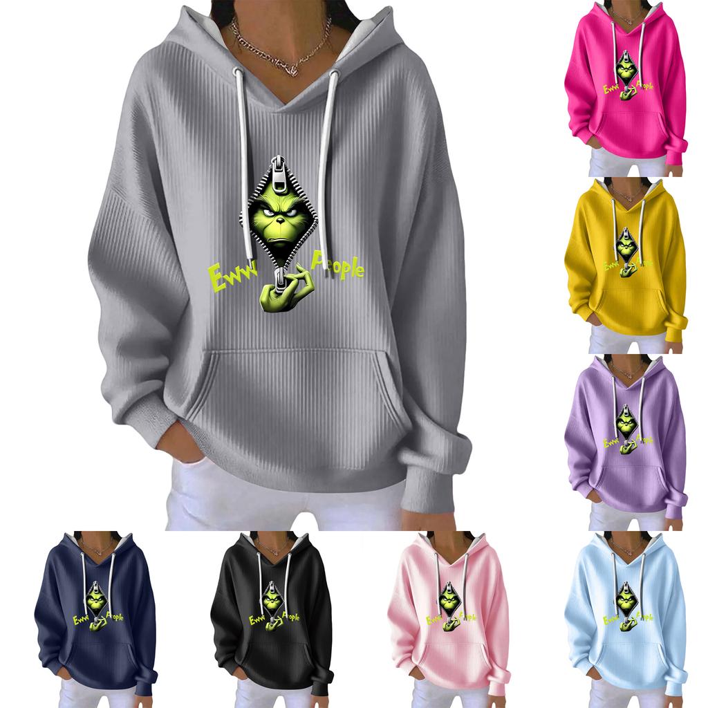 Women's Fashion Casual Christmas Angel Print Pullover Long-Sleeve Sweatshirt