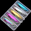5PCS Metal Cast Jig Spoon 20/40/60g Shore Casting Jigging Fish Sea Bass Fishing Lure Artificial Bait Tackle Box