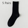 5 Pairs of Simple High-top Socks for Women To Wear Over Trendy and Versatile Black and White Autumn and Winter Schoolhouse-style Socks