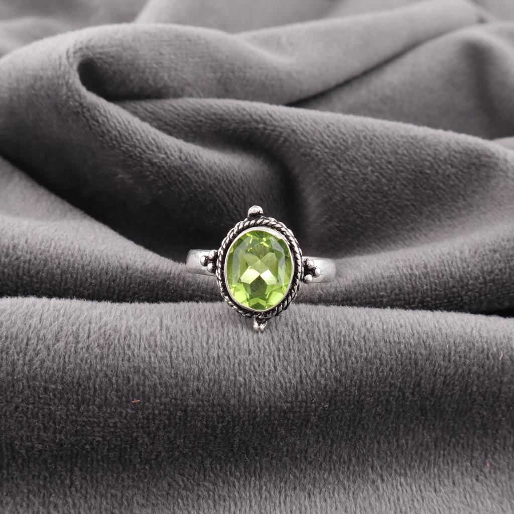 Peridot Jewelry, 925 Solid Sterling Silver Ring, Handmade Gemstone Jewelry Ring For Thanksgiving Gift