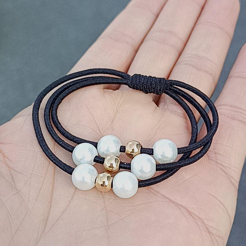 Korean-Style Handmade Three-Strand Pearl Elastic Hair Tie
