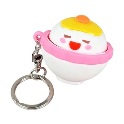 Egg Yolk Rice Clicker Keychain Toy Stress Relief Cartoon Rice Bowl Decompression Button Fidget Key Ring Bag Backpack Purse Charm