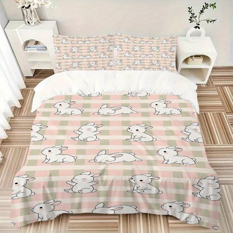 3pcs Animal-themed Bunny Rabbit Soft and Comfortable Breathability, Bedding Set, Machine Washable, Suitable for All Seasons158