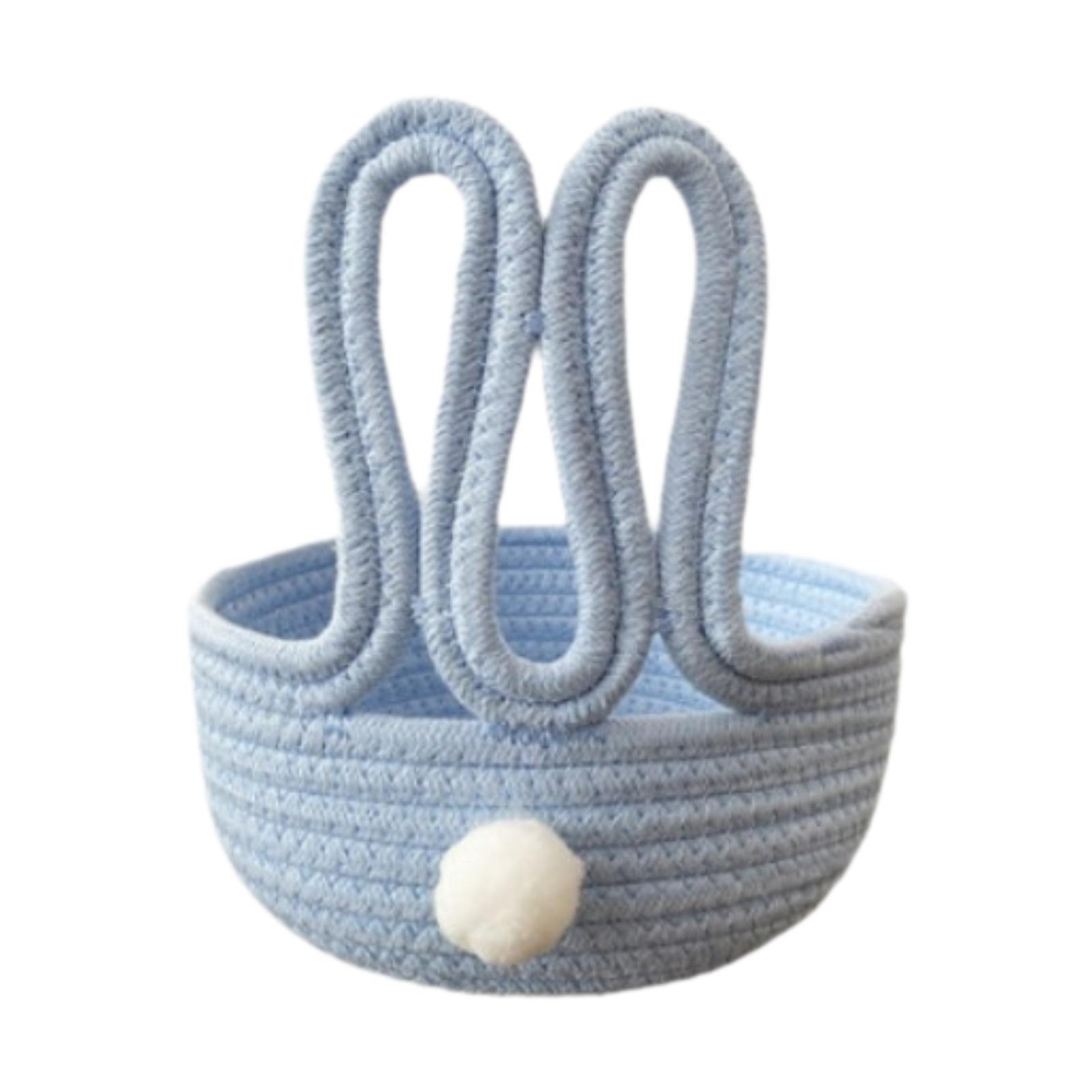 

Small Portable Woven Basket Organizer for Desktop Bathroom Vanity Tray Cosmetic Storage Solution синий