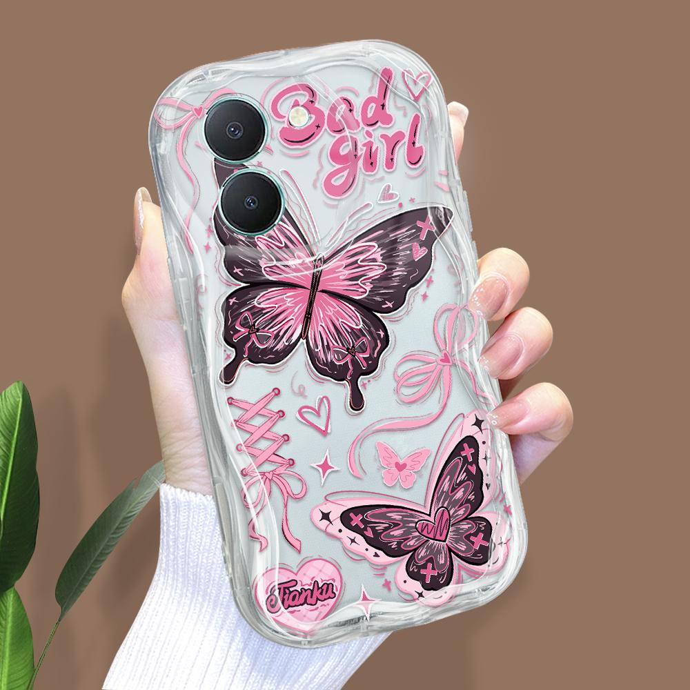 Cute Cartoon Pattern Cream Texture Casing Wavy Edge Soft Silicone Cover Phone Case for Vivo