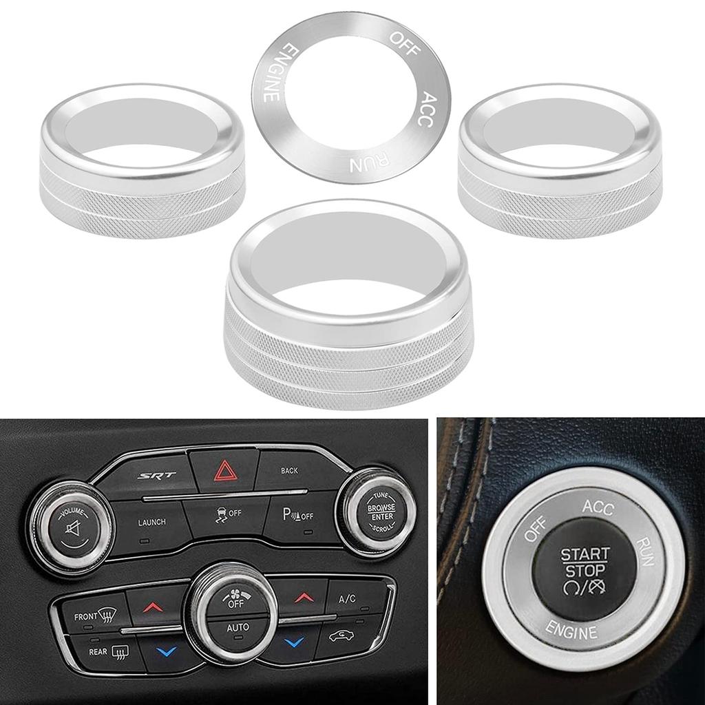 3Pcs Auto Center Console Knob Ring Car Interior Air Conditioning Control Radio Knob Covers Trim for Challenger 2015-2021
