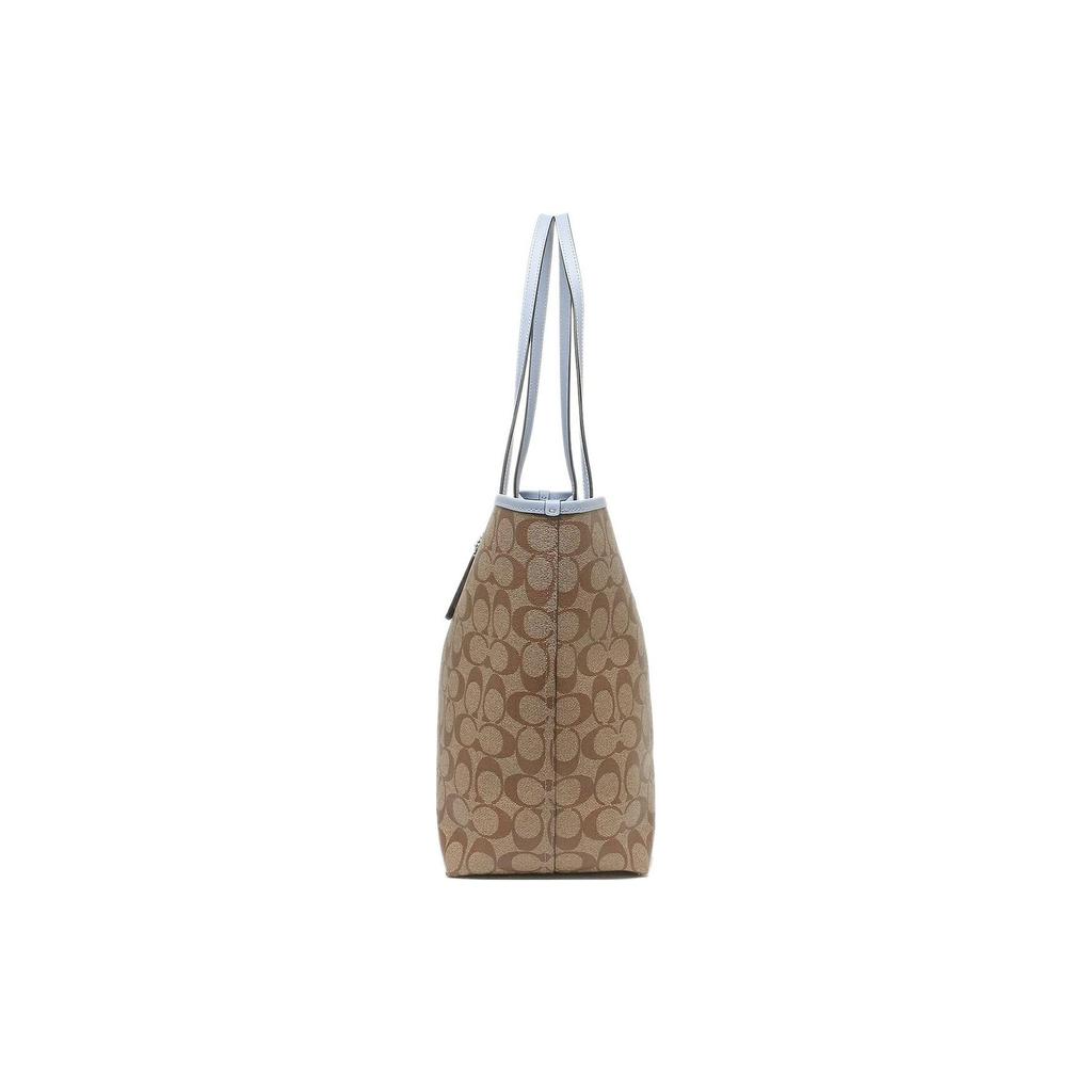 New COACH Female City Monogram Large Tote Single-Shoulder Bag Khaki Blue 5696-SVTV2