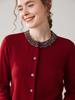 Women's Round Neck Cashmere Beaded Knit Cardigan - Autumn/Winter Solid Color Long Sleeve Versatile Fashion Sweater
