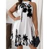 Plant Floral Summer Sleeveless Backless Tie Dress For Vacation And Beach