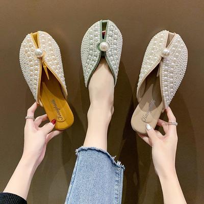 Slippers Zomer Nieuw 2025 Mode Strass Thuis Dames Muiltjes Schoenen Elegant Spiegel Luxe Designer Platte Lage Sandalen Vrouw Huis