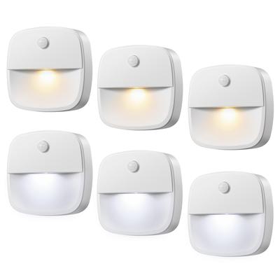 AMIR LED Motion Sensor Kitchen Battery Operated LED Night Equipped with Motion White Set of 6 Light, Light, Light, Light, Indoor, Sensor, Small, +
