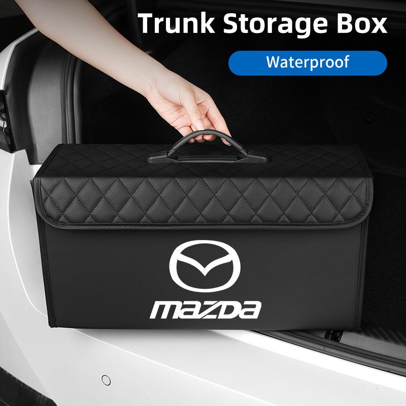 Leather Car Trunk Organizer Box Foldable Sundries Storag Bag With Lid For Mazda 6 3 CX5 5 2 323 CX7 Demio Atenza Axela MX5 RX8