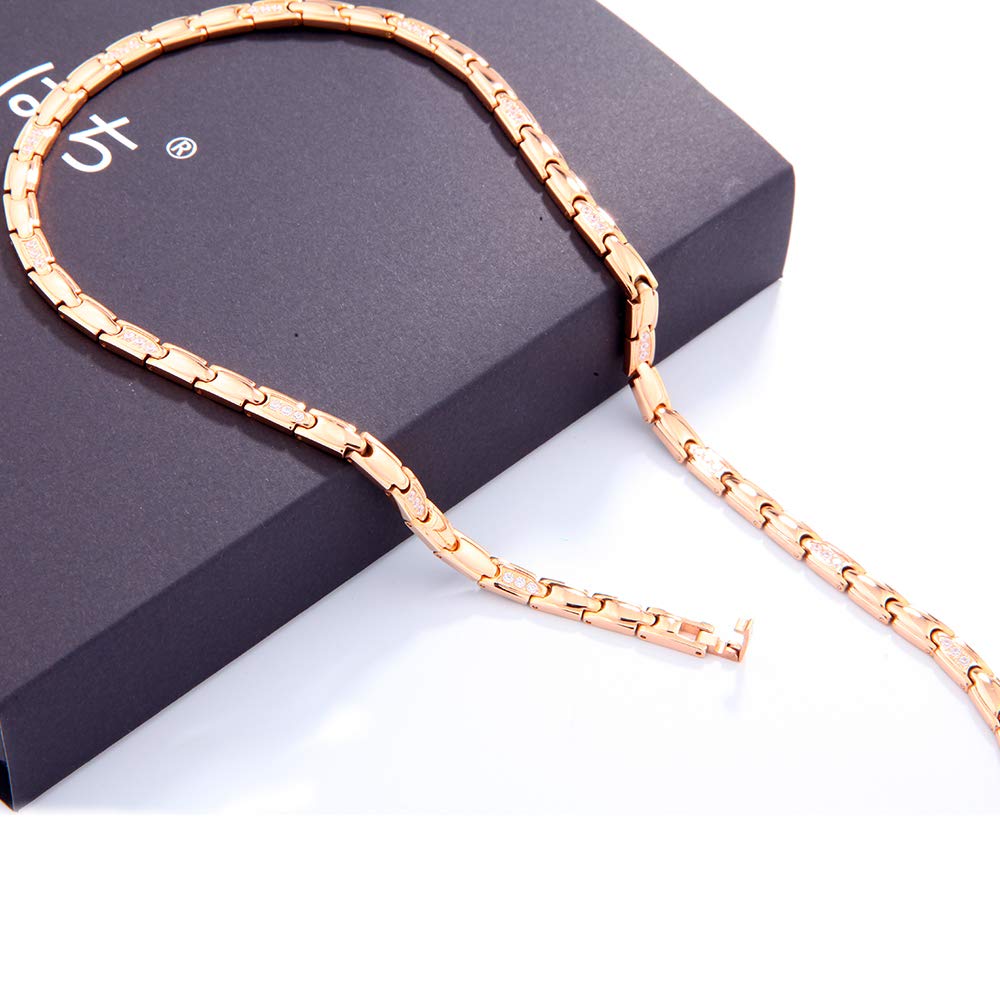 Hachi Women's Titanium Hematite Magnetic Necklace, Anti-Static, Fashion Jewelry, 47.5cm