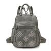 Vintage Leather Backpack for Women Casual Daypack Travel Shoulder Bag with Multi Pockets