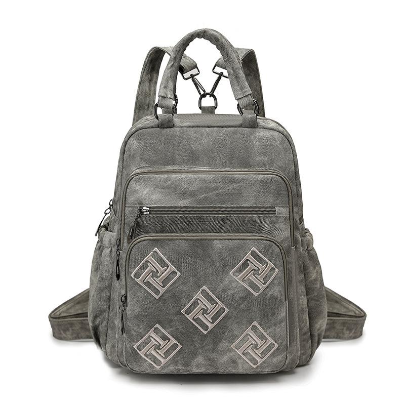 Vintage Leather Backpack for Women Casual Daypack Travel Shoulder Bag with Multi Pockets