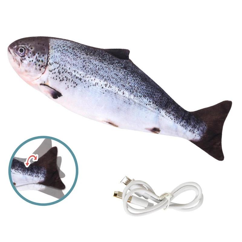 Kids Electric Pet Electric Floppy Fish Toy Toddler Interactive Soft Plush Toy Animal Model Cognitive Interactive Gift for Baby