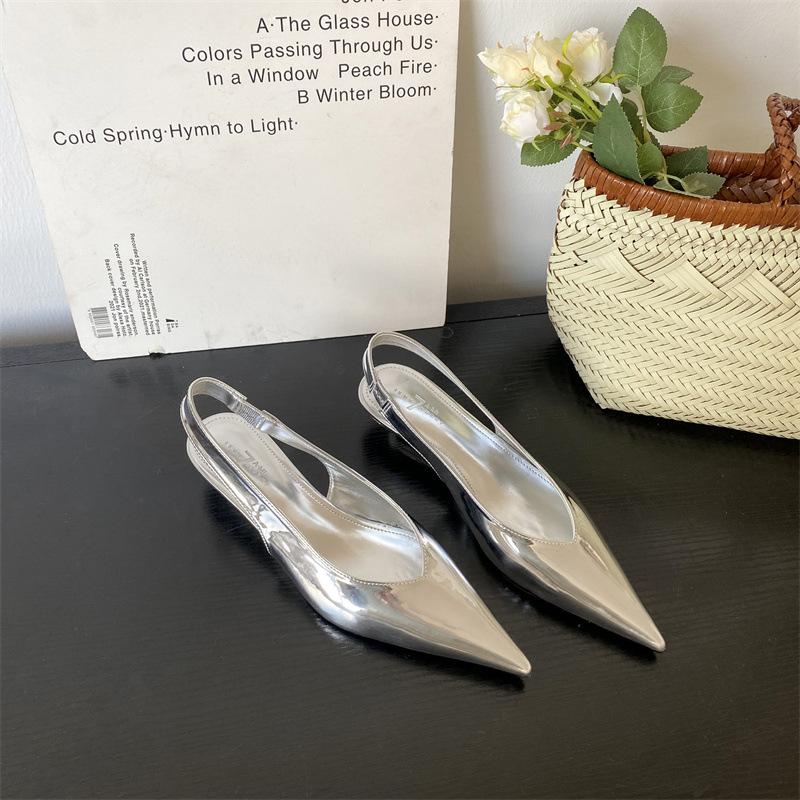 Spring and summer 2025 new pointed toe wedge heel low heel European and American fashion fashion shoes bag head back low heel women's shoes