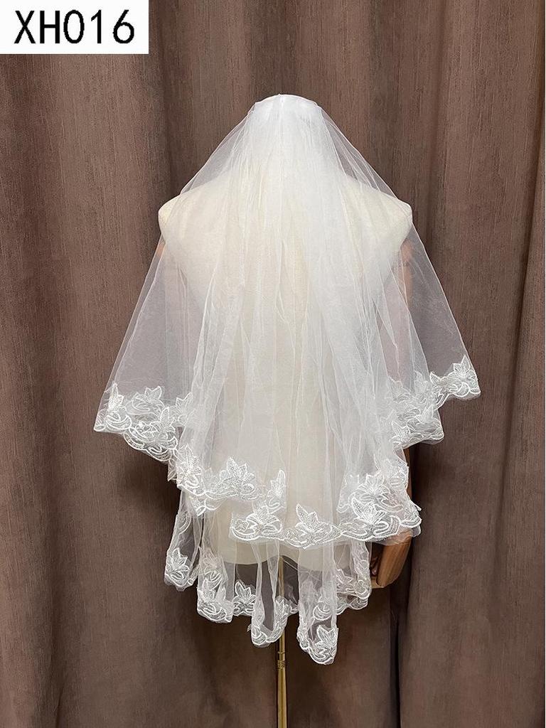 Double Layer Bridal Veil with Sequin Lace Trim